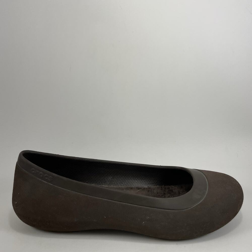 Crocs Mammoth Lined Flat Womens Size 7 Brown Rubber Slip On Workwear